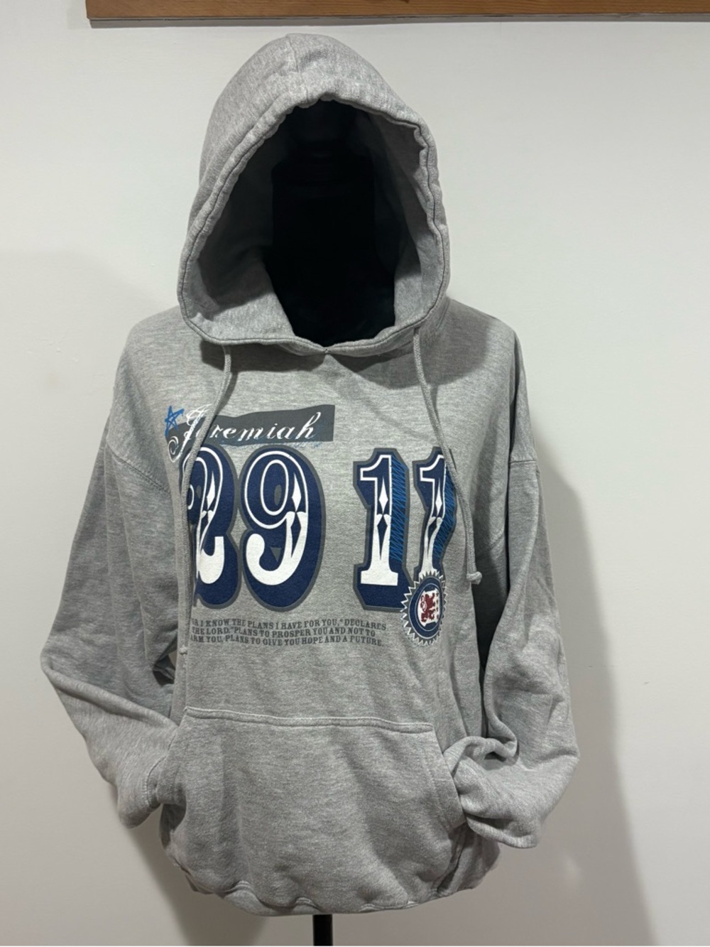 Grey Graphic Pullover Hoodie Sweatshirt - Jeremiah 29:11 Design